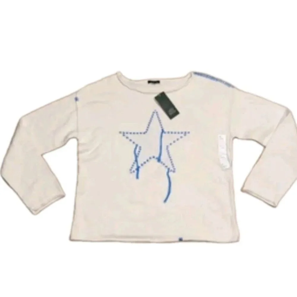 Women's Wide Crewneck Americana Pullover Sweater - Wild Fable Sz. L